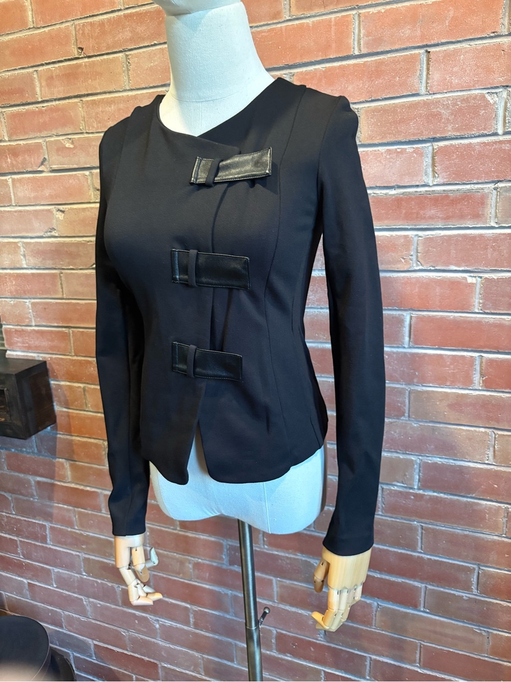 Women’s Armani Exchange Black Jacket with Decorative Buckle Closures XS